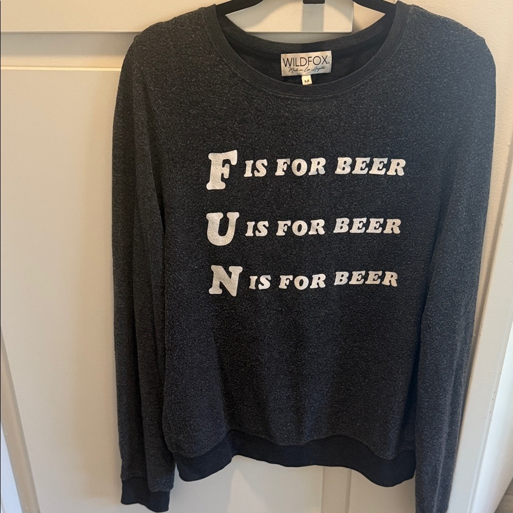 Wildfox Charcoal Crewneck Sweater - FUN Beer
